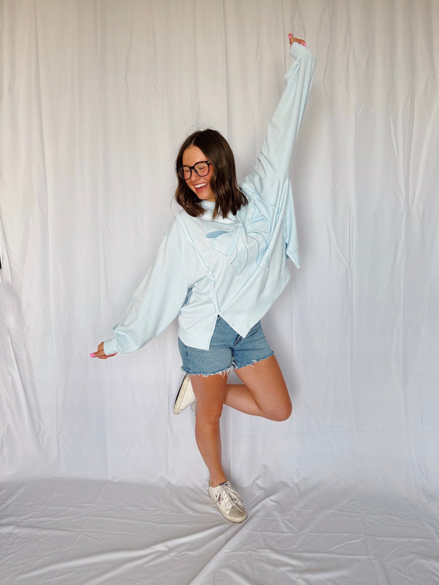 Dancing Through Life Lace Bow Sweatshirt