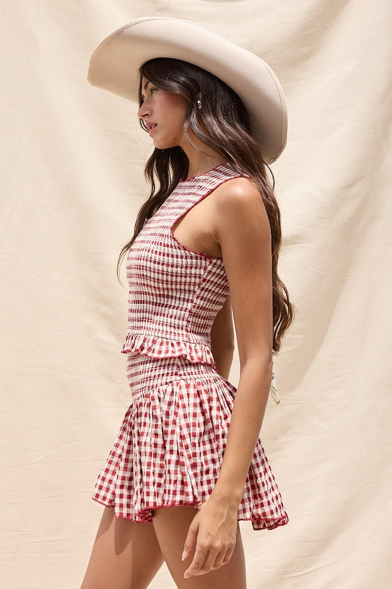 Red River Gingham Top & Skirt Set