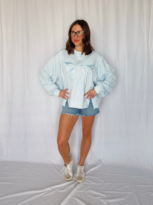 Dancing Through Life Lace Bow Sweatshirt