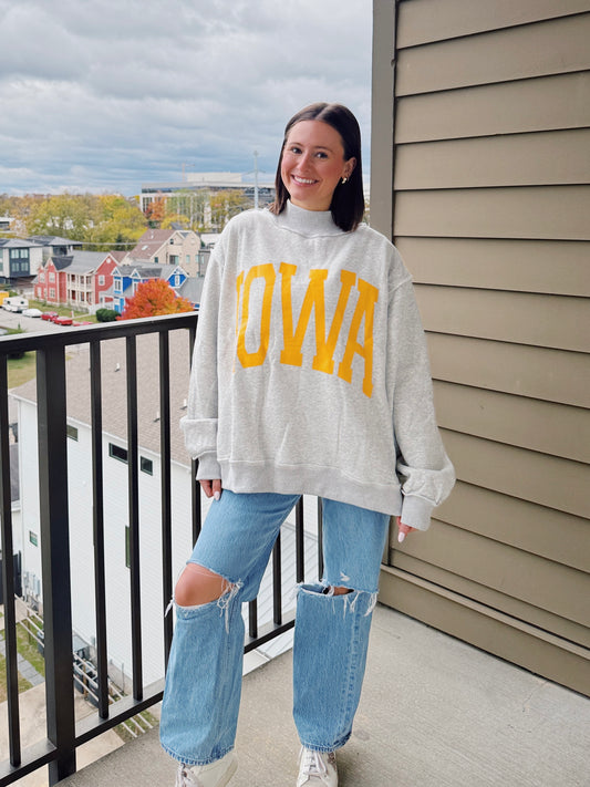 Iowa Reversible Mock Neck Sweatshirt