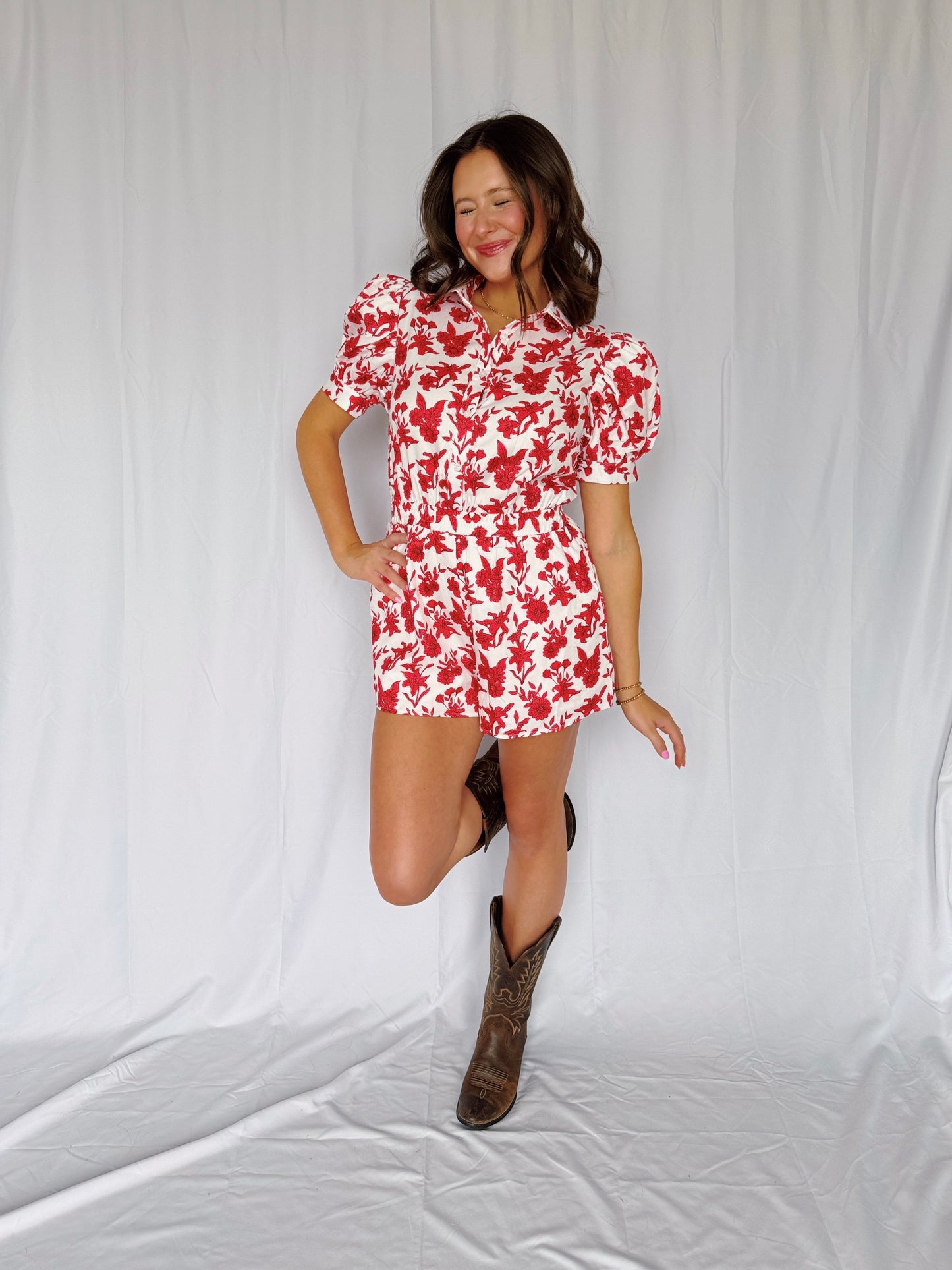 Flower Power Puff Sleeve Romper
