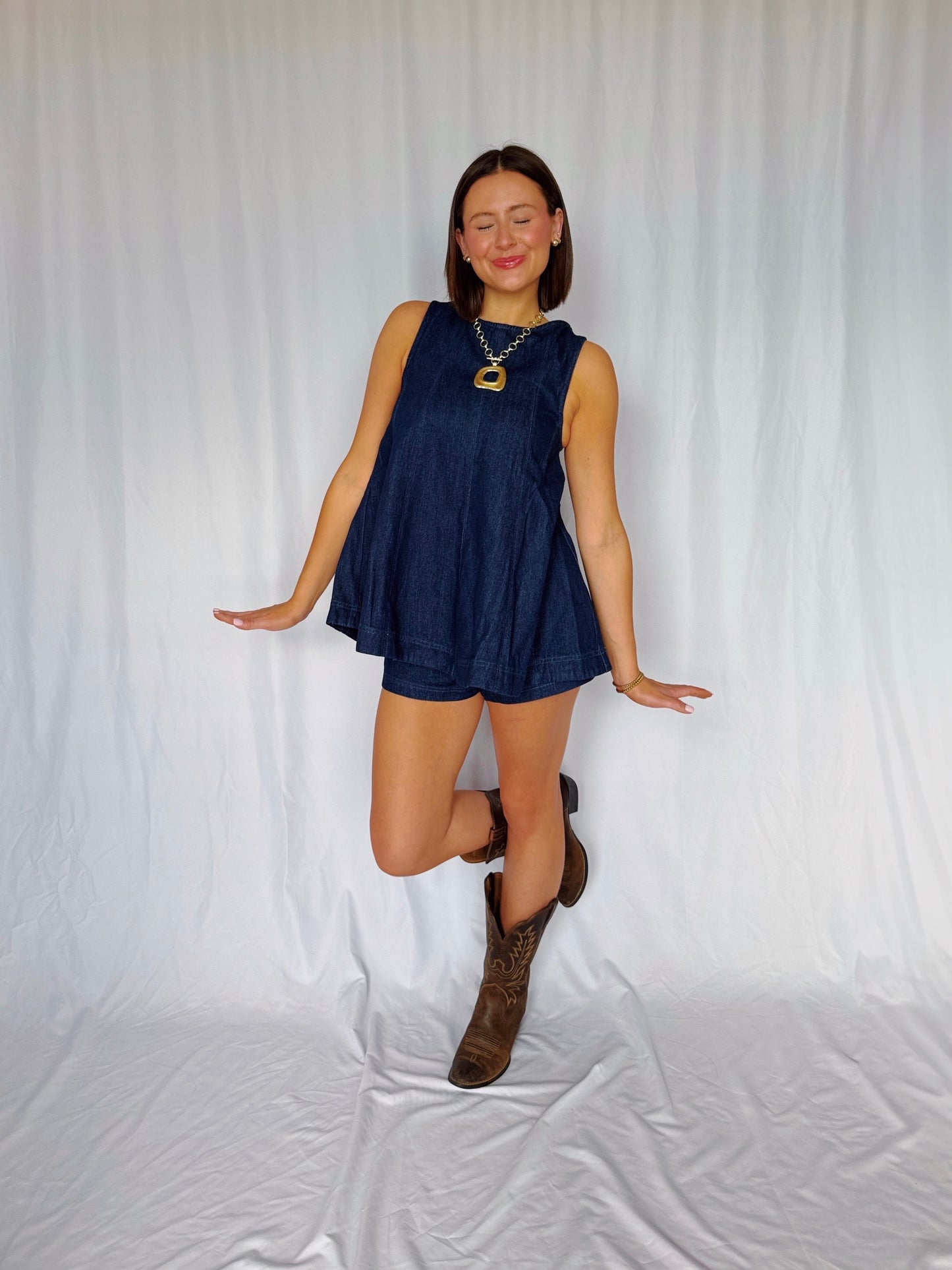 Desert Breeze Denim Top & Shorts Set