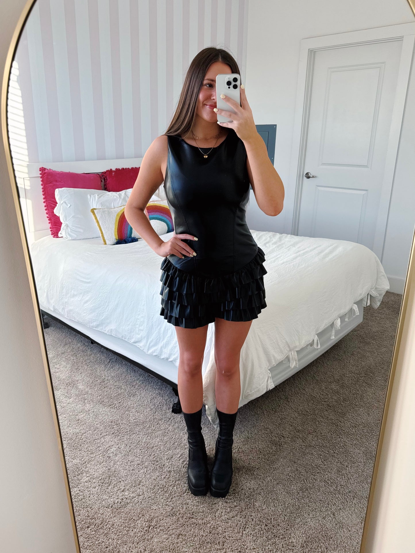 Sugar and Spice Drop Waist Leather Romper