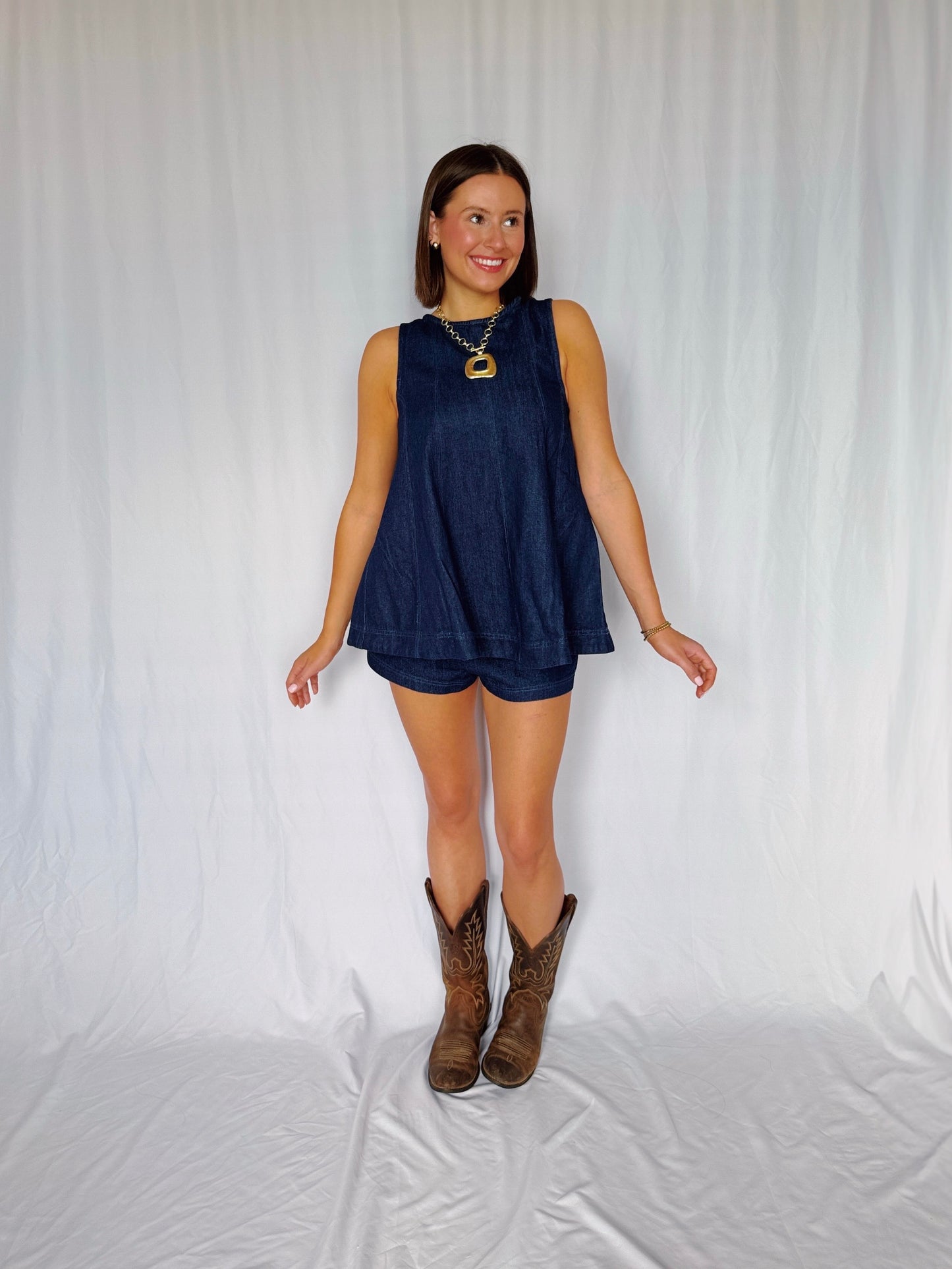 Desert Breeze Denim Top & Shorts Set