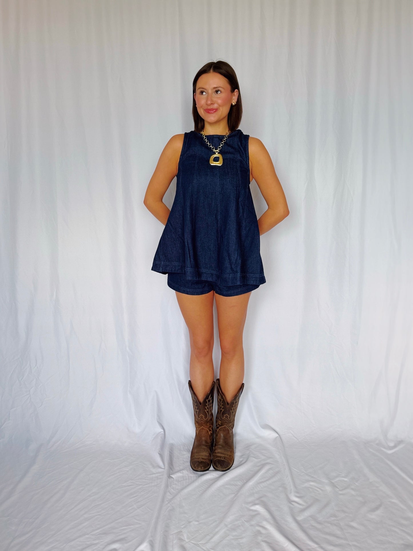 Desert Breeze Denim Top & Shorts Set
