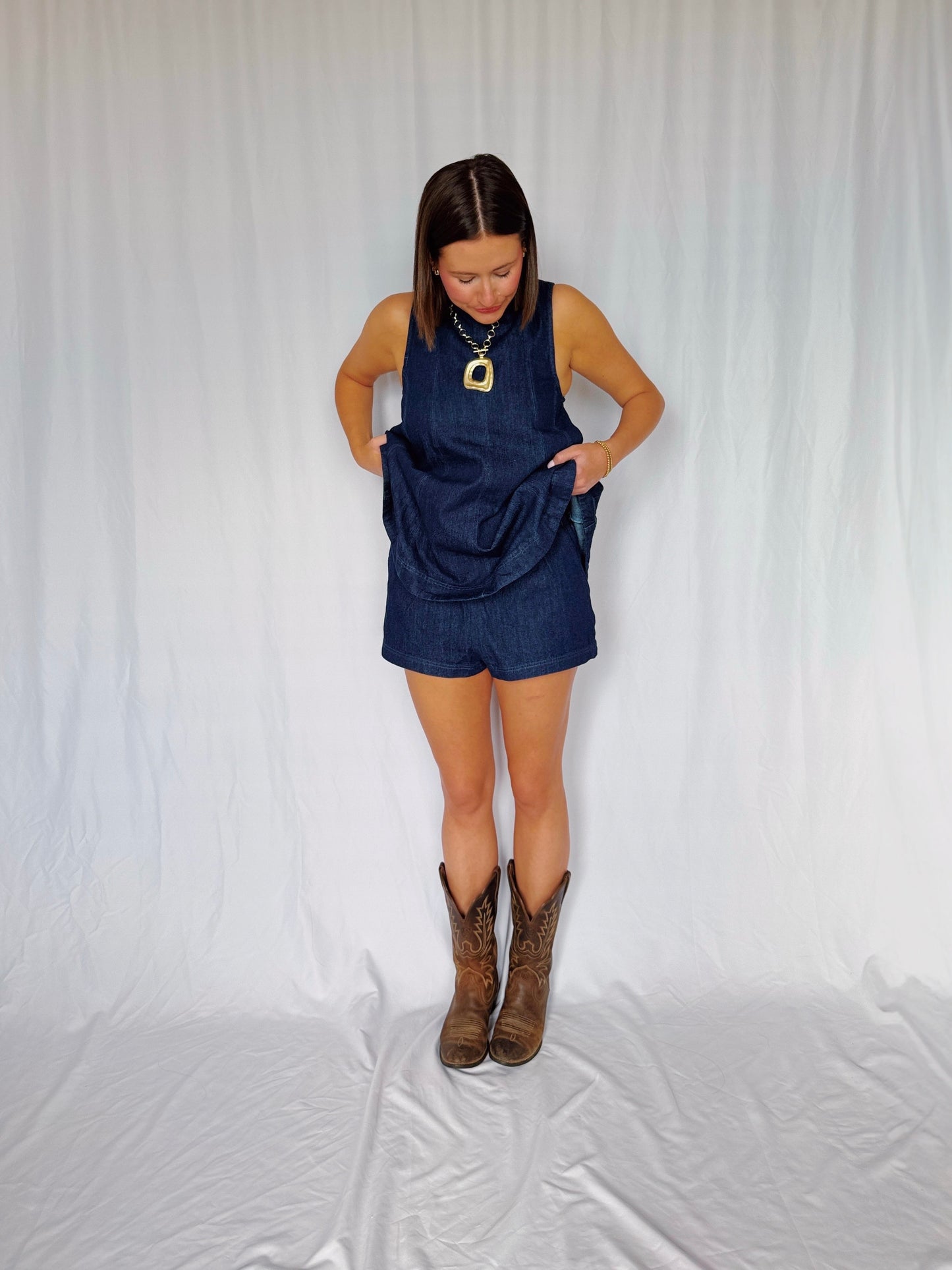 Desert Breeze Denim Top & Shorts Set