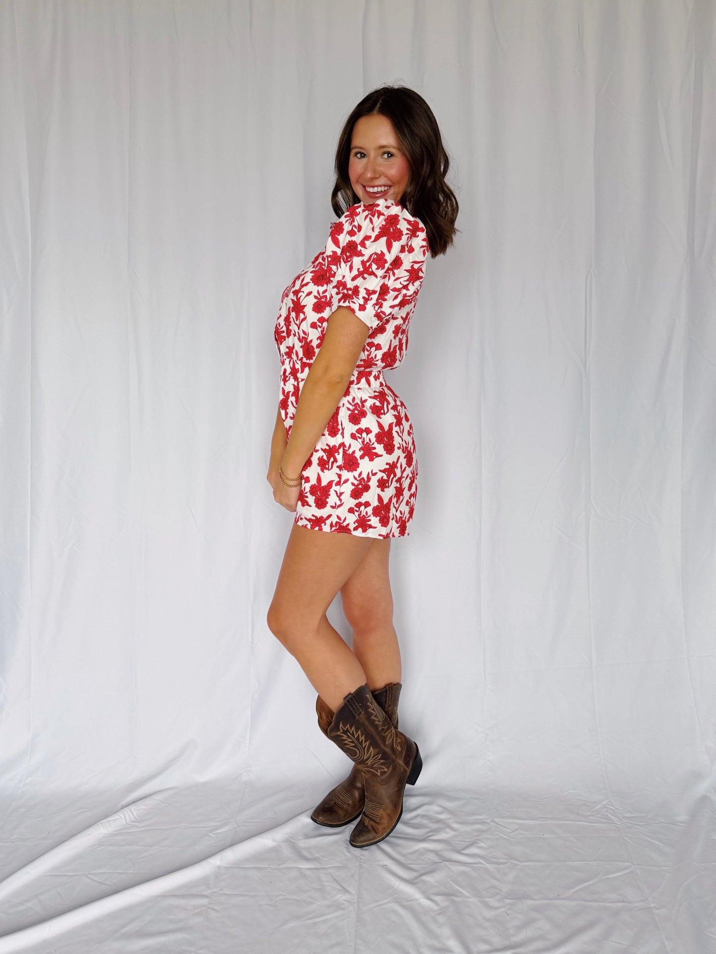 Flower Power Puff Sleeve Romper