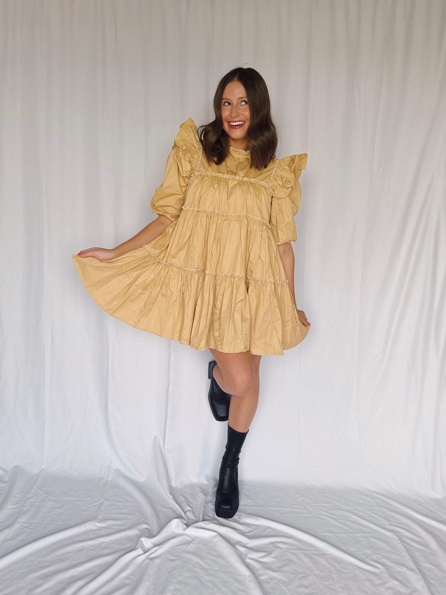 Giving Season Puff Sleeve Tiered Dress