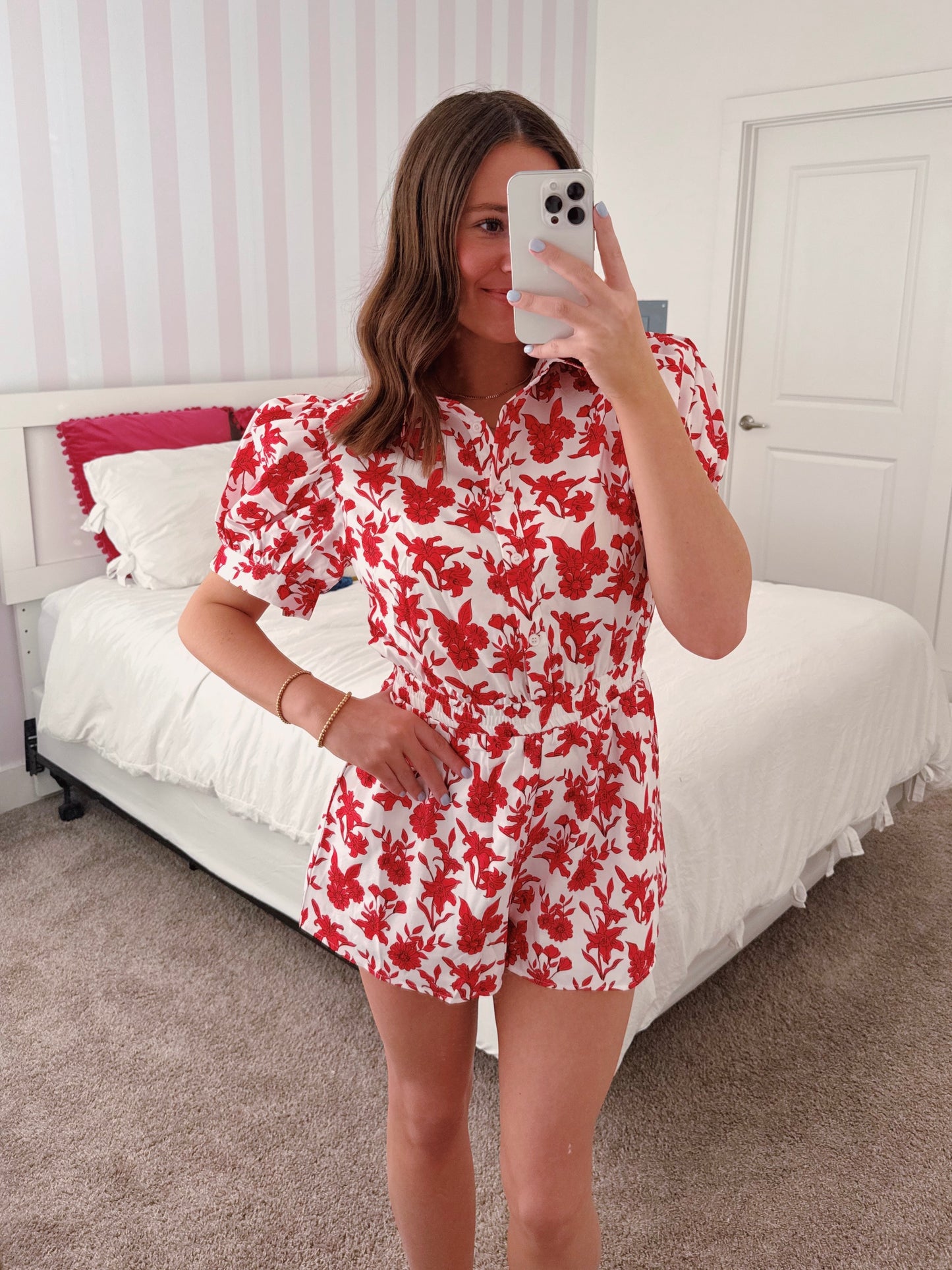 Flower Power Puff Sleeve Romper