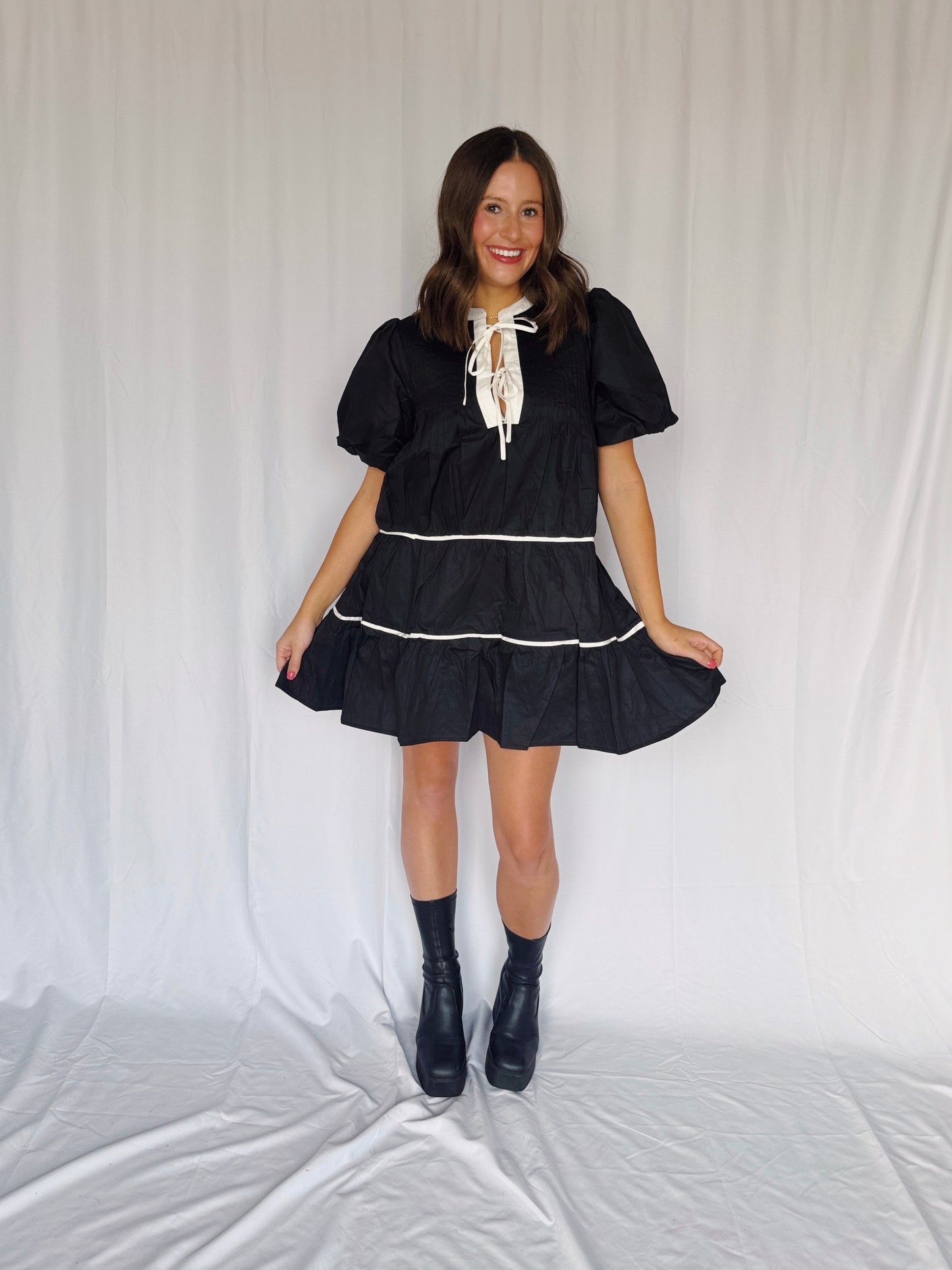 Witching Hour Puff Sleeve Tiered Dress