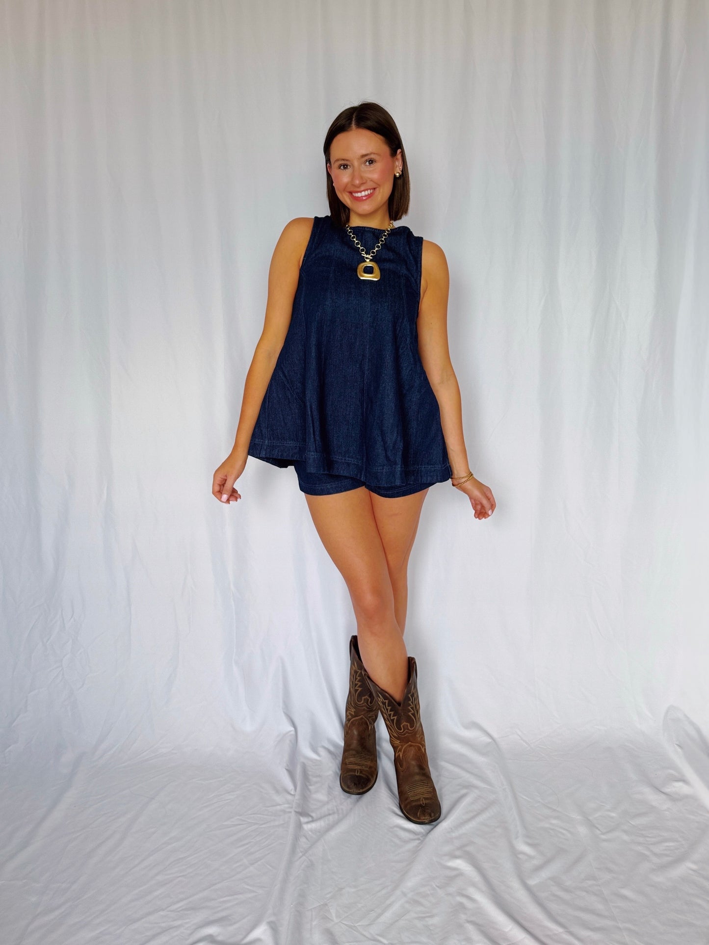Desert Breeze Denim Top & Shorts Set