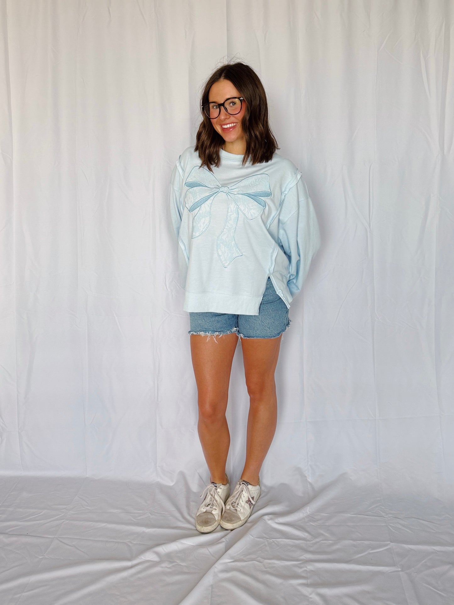 Dancing Through Life Lace Bow Sweatshirt