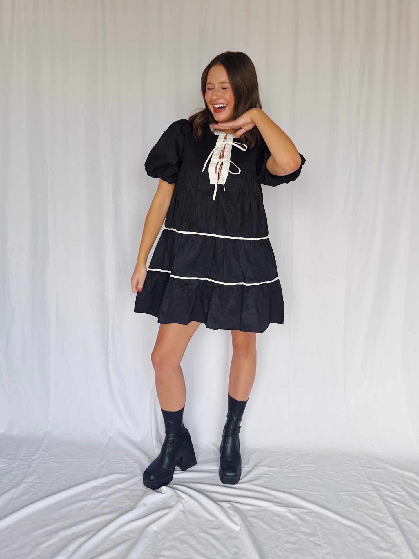 Witching Hour Puff Sleeve Tiered Dress