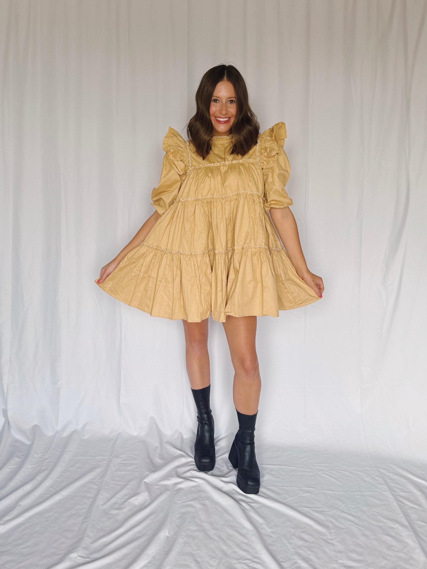 Giving Season Puff Sleeve Tiered Dress