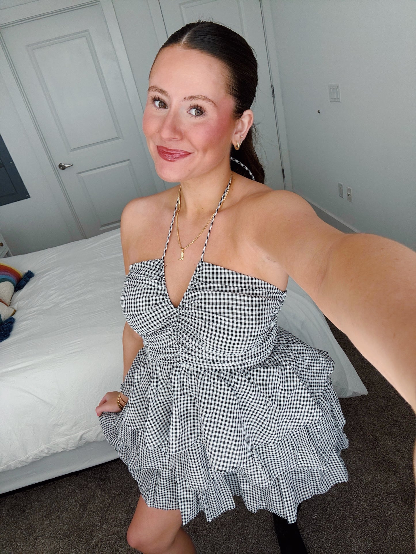 Giddy Up Gingham Ruffle Dress