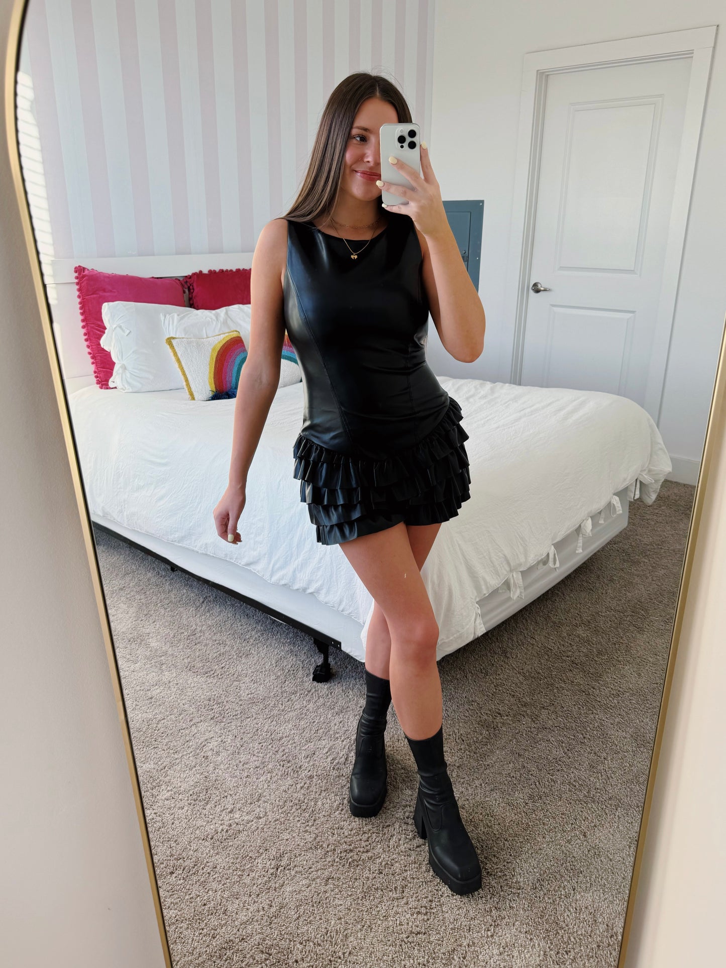 Sugar and Spice Drop Waist Leather Romper