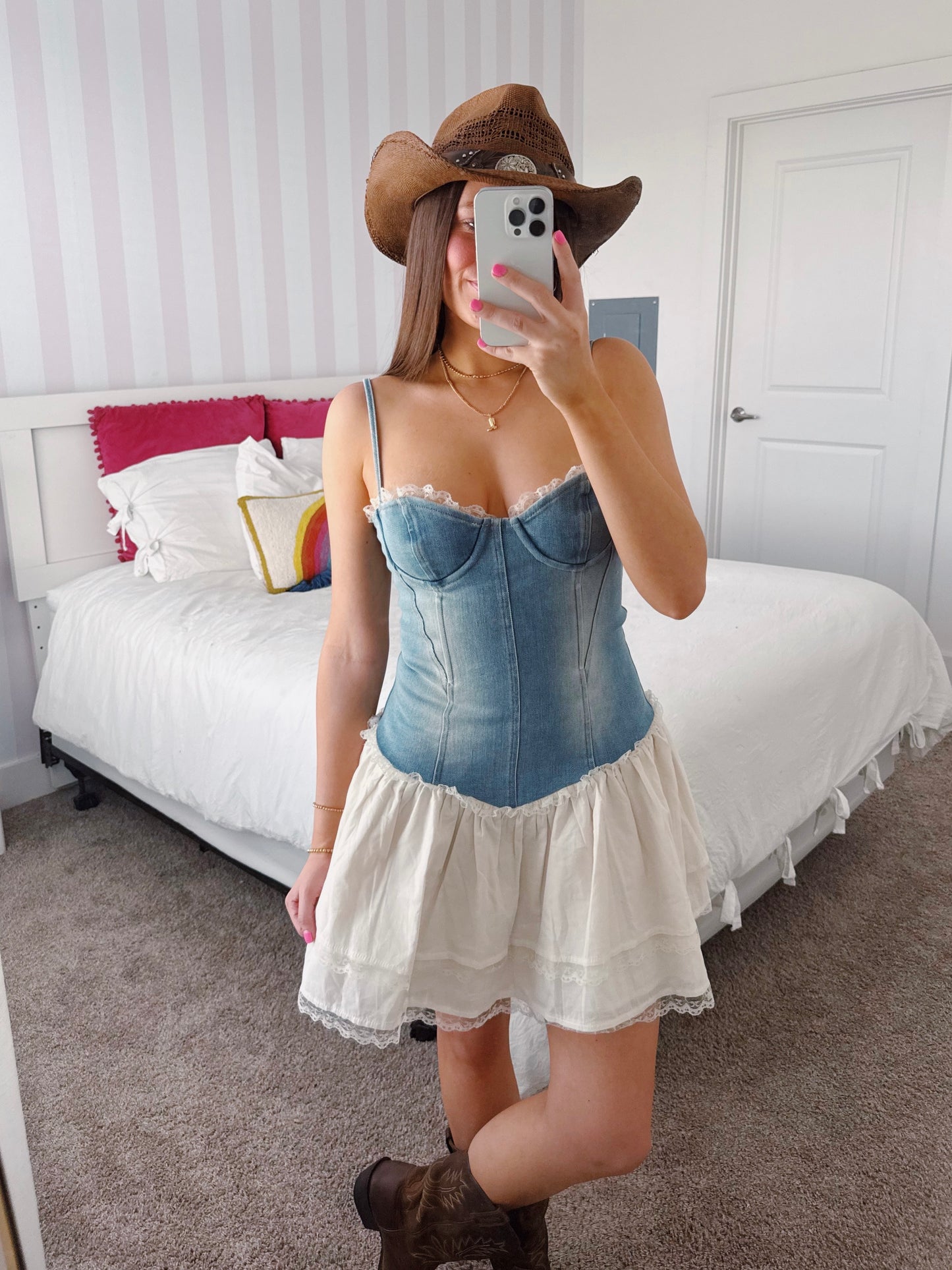 Split Decision Denim Corset Dress