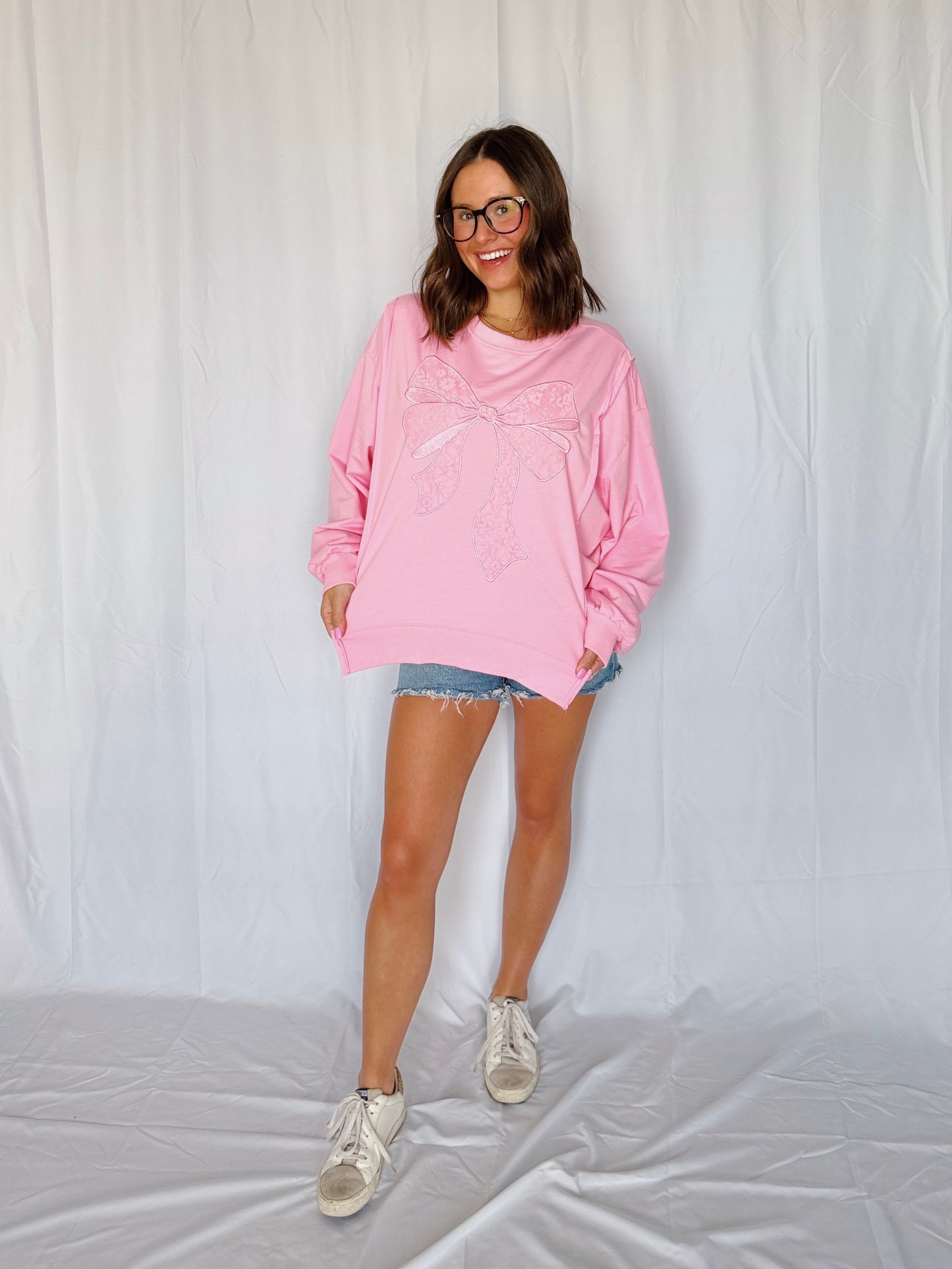 Dancing Through Life Lace Bow Sweatshirt