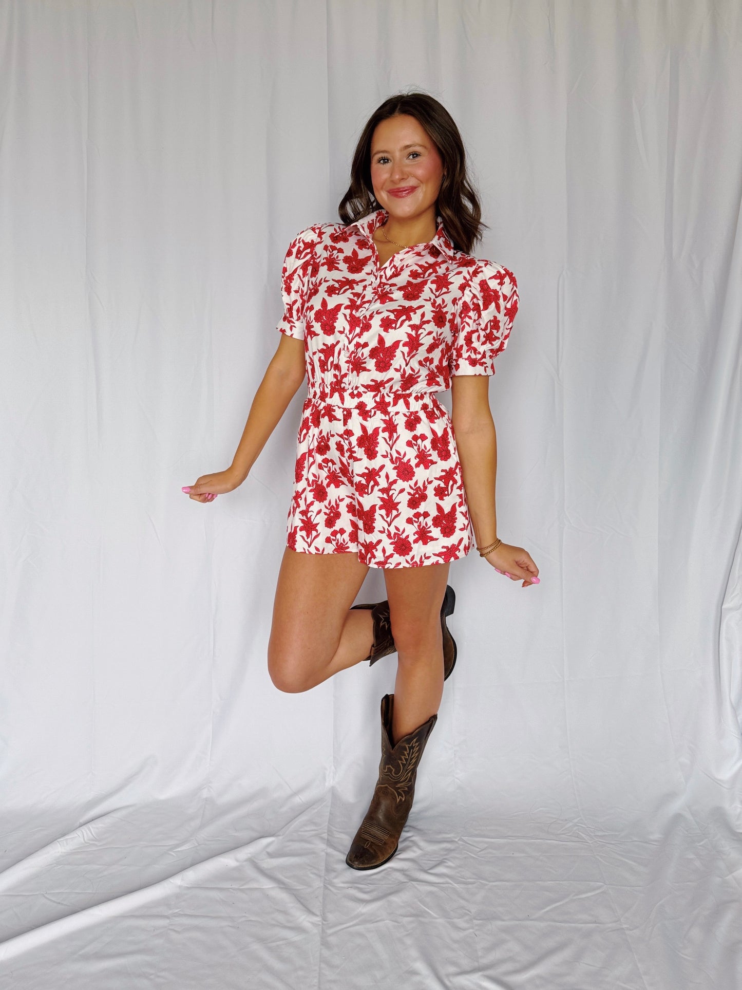 Flower Power Puff Sleeve Romper