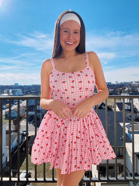 Tutti Frutti Strawberry Athletic Romper Dress