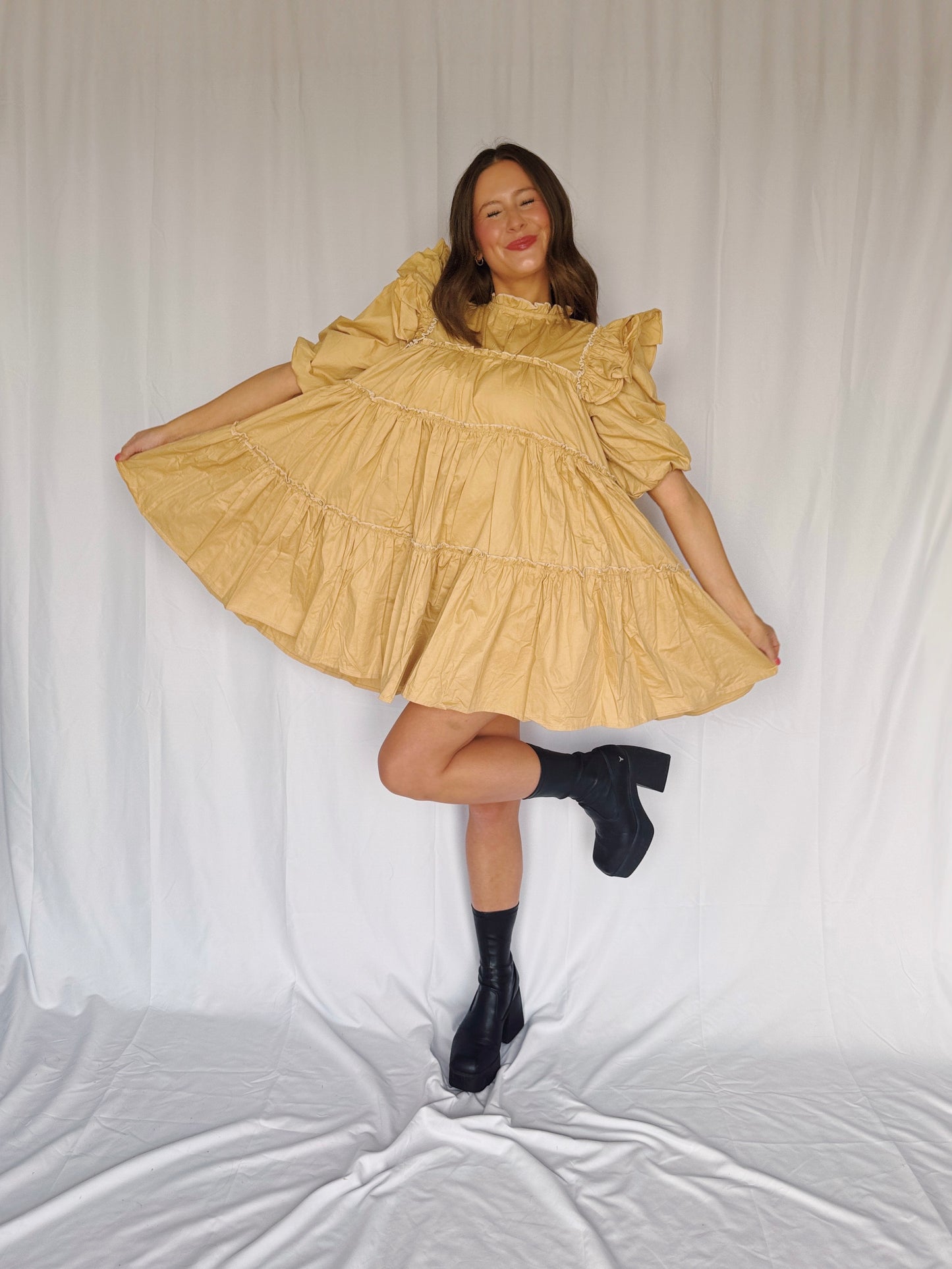 Giving Season Puff Sleeve Tiered Dress