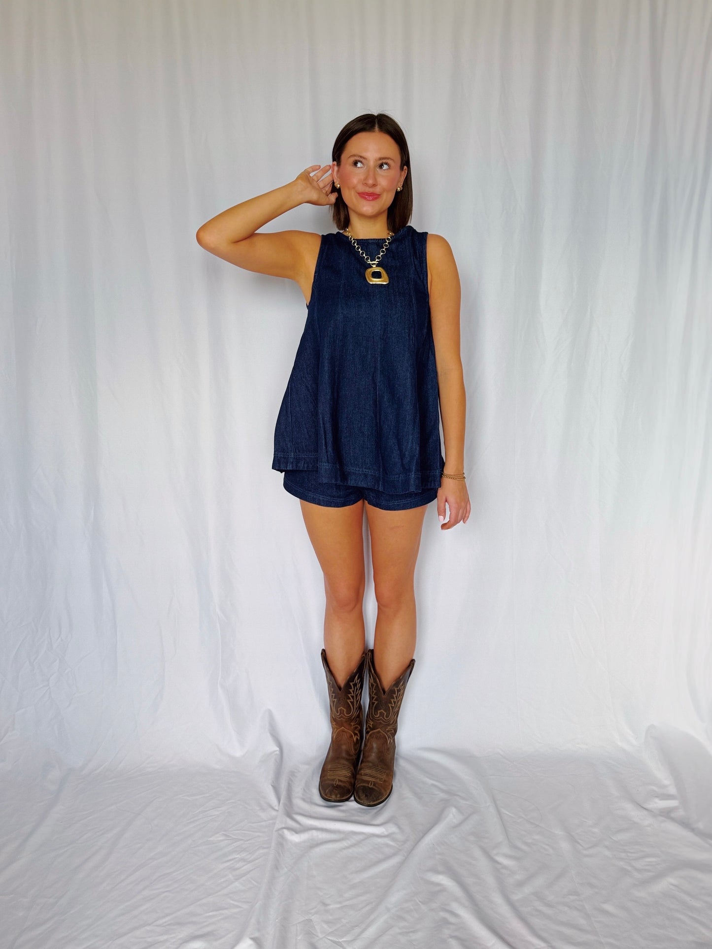 Desert Breeze Denim Top & Shorts Set