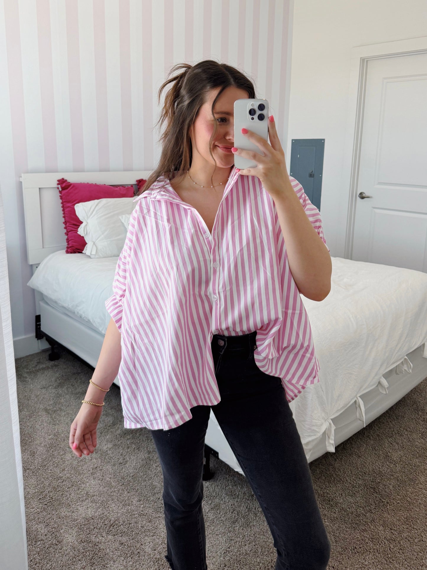 Sweet Summertime Striped Button Down Blouse