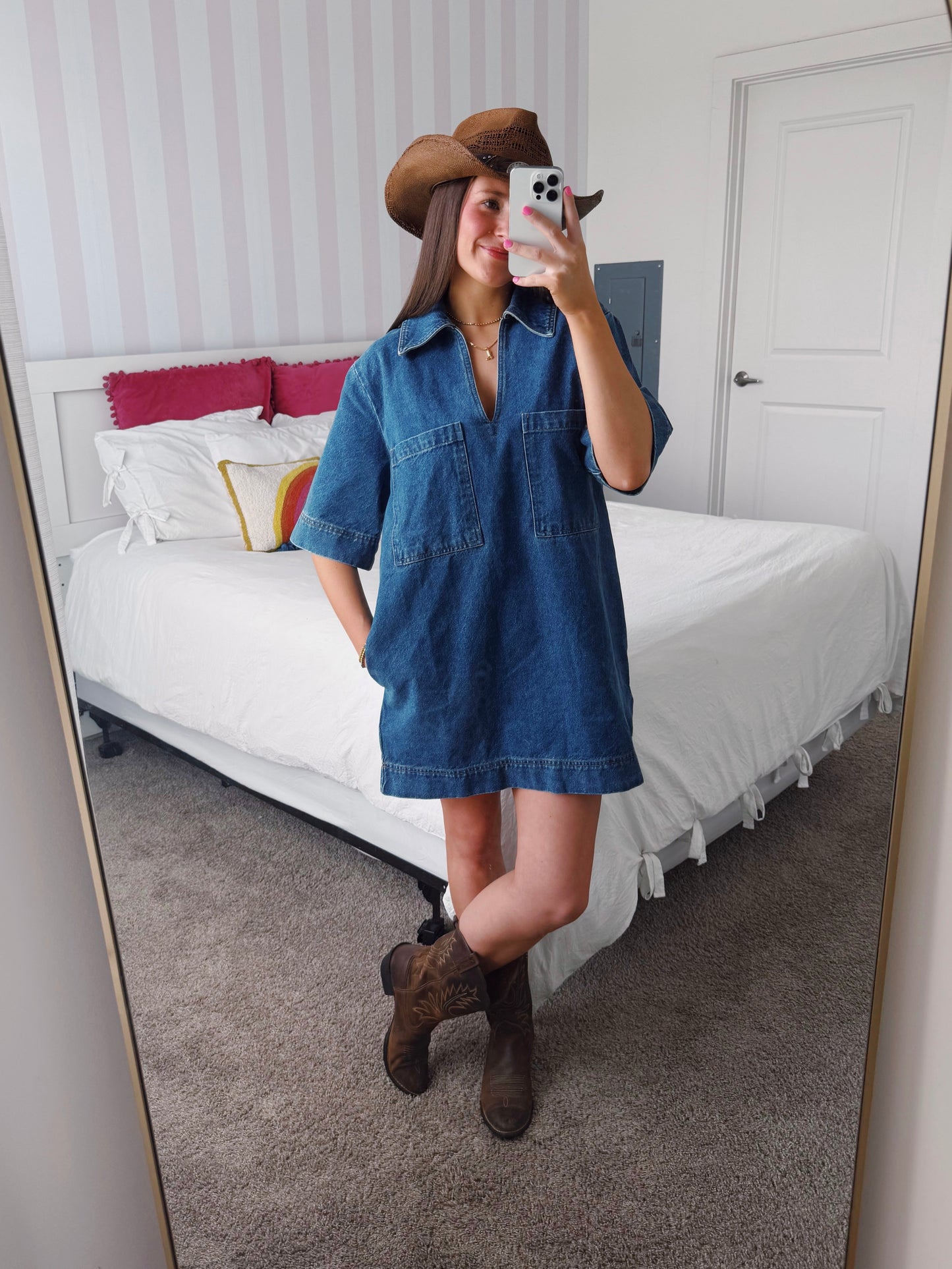Country Roads Denim Shirt Dress