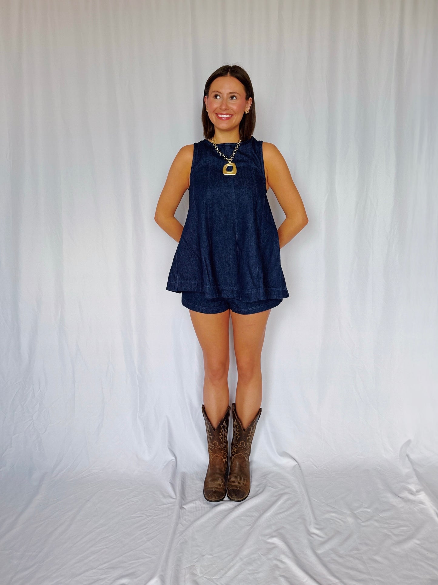 Desert Breeze Denim Top & Shorts Set