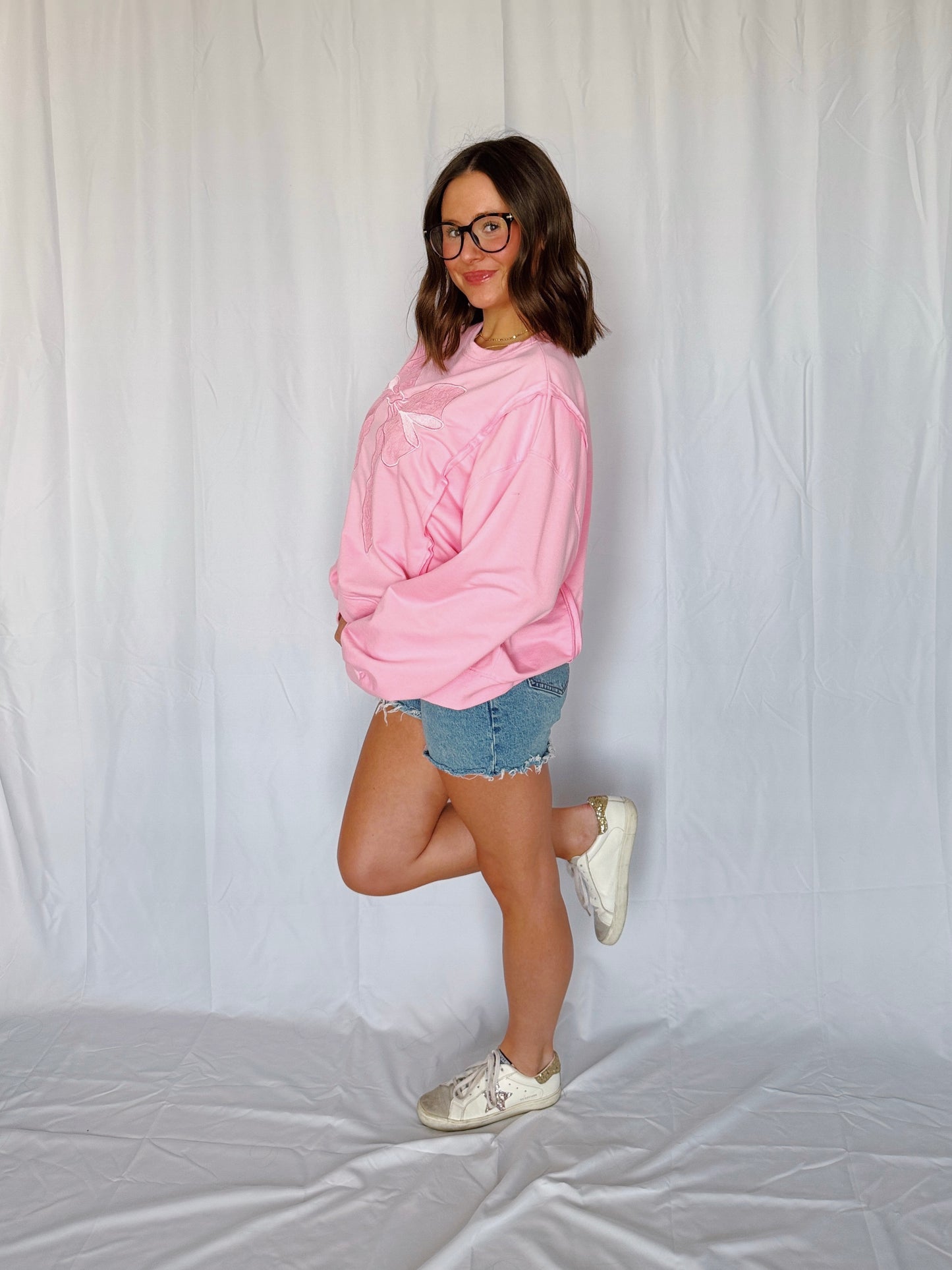 Dancing Through Life Lace Bow Sweatshirt