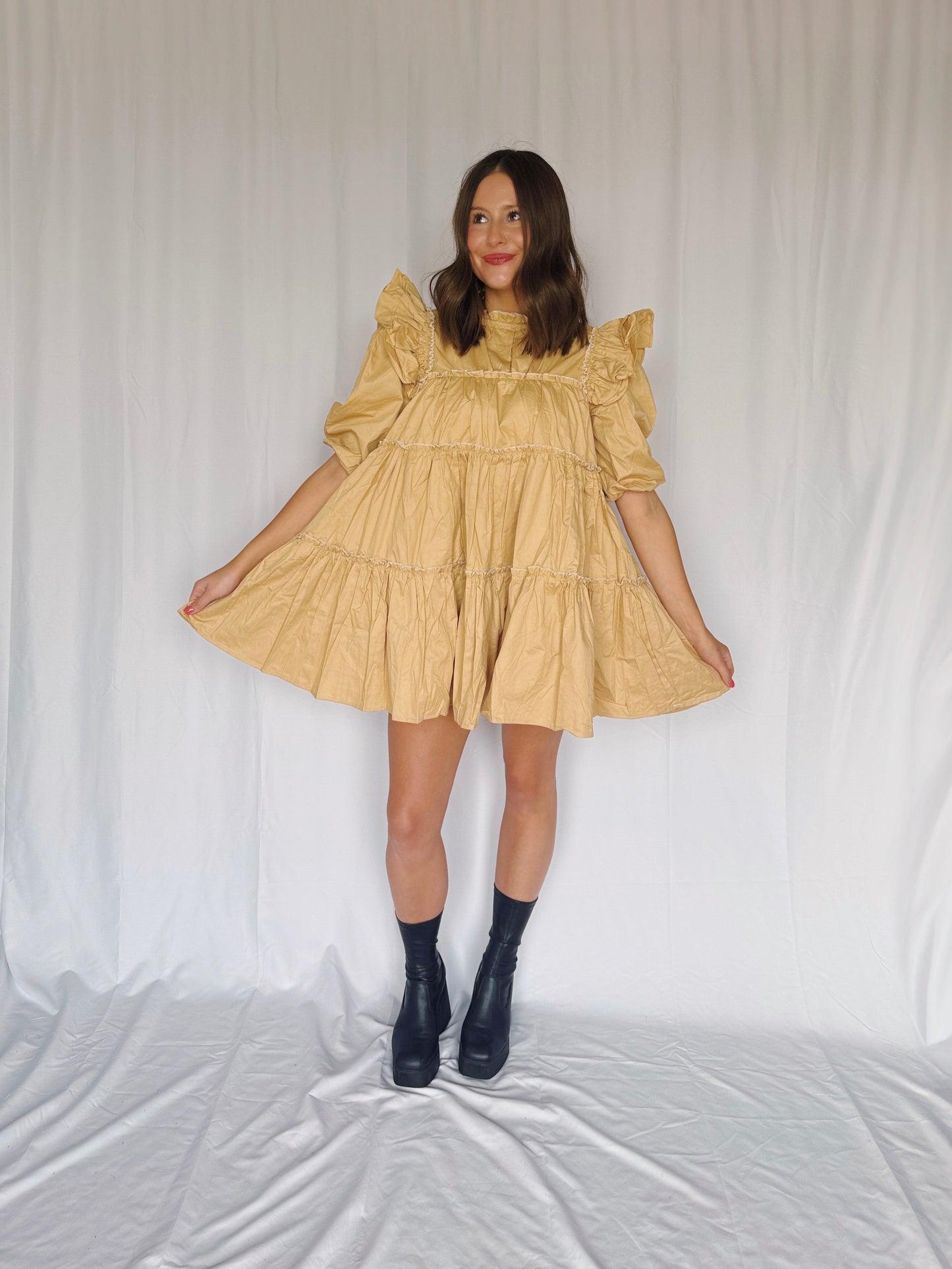 Giving Season Puff Sleeve Tiered Dress