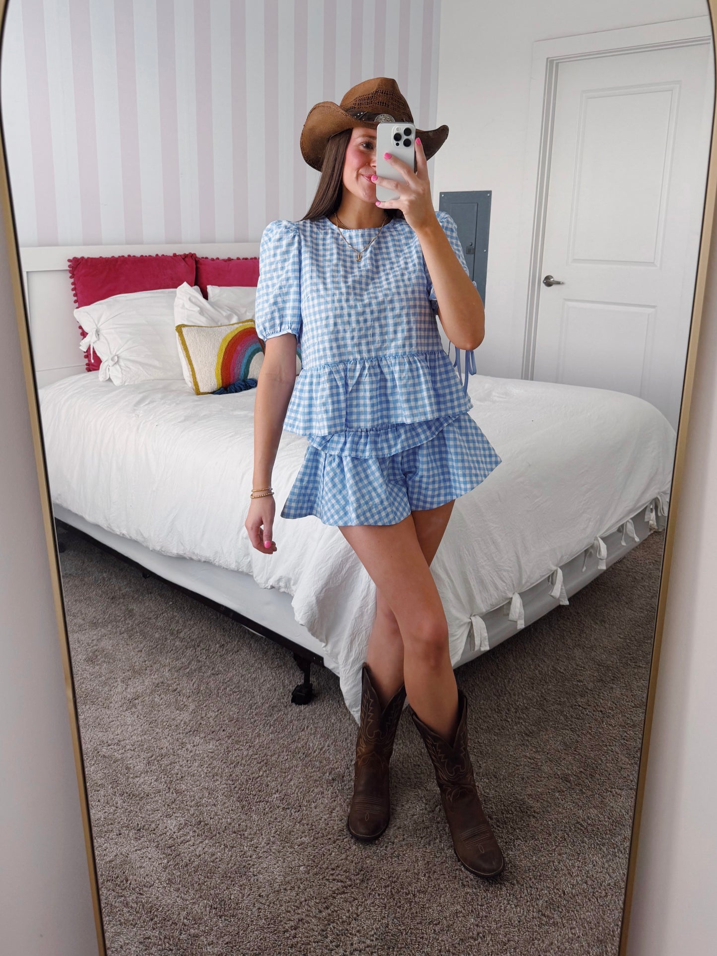 9 to 5 Gingham Top & Shorts Set