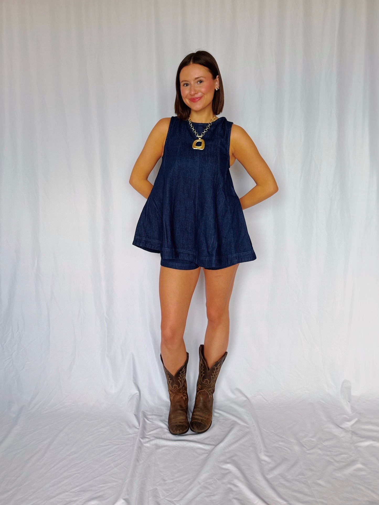 Desert Breeze Denim Top & Shorts Set