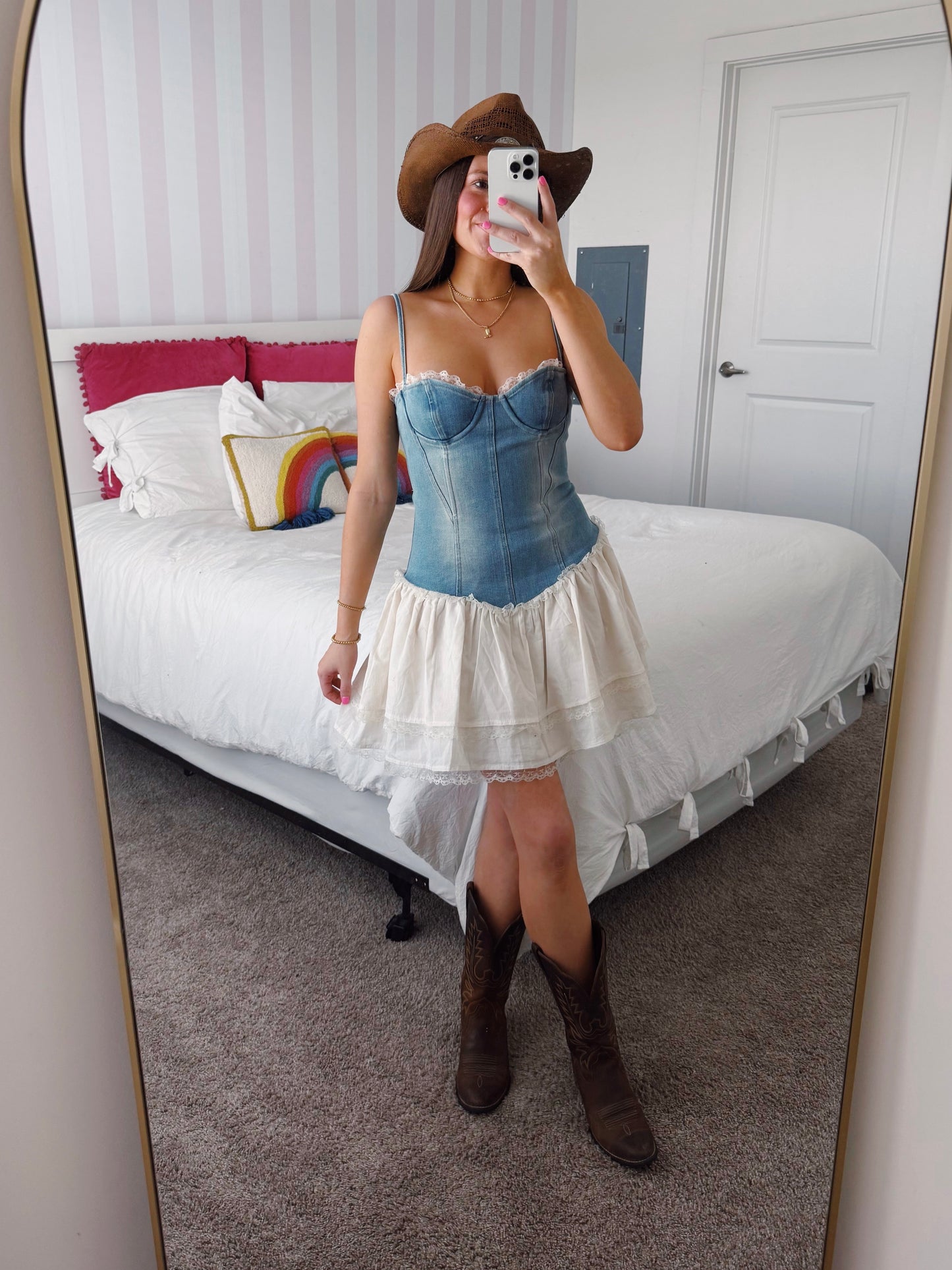 Split Decision Denim Corset Dress