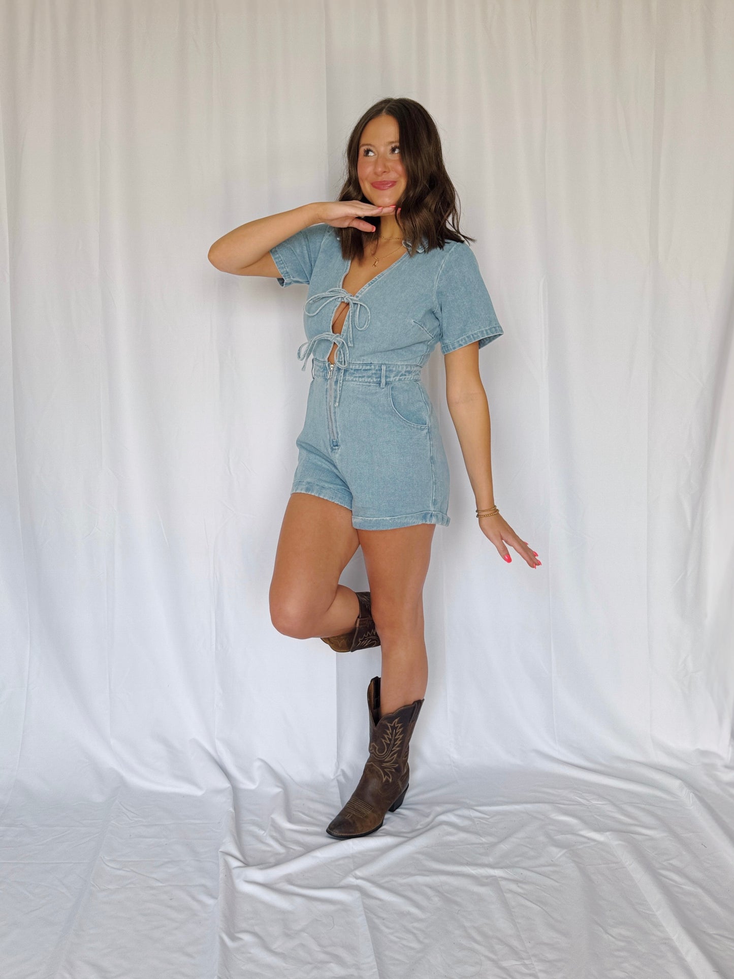 Hoedown Throwdown Denim Romper
