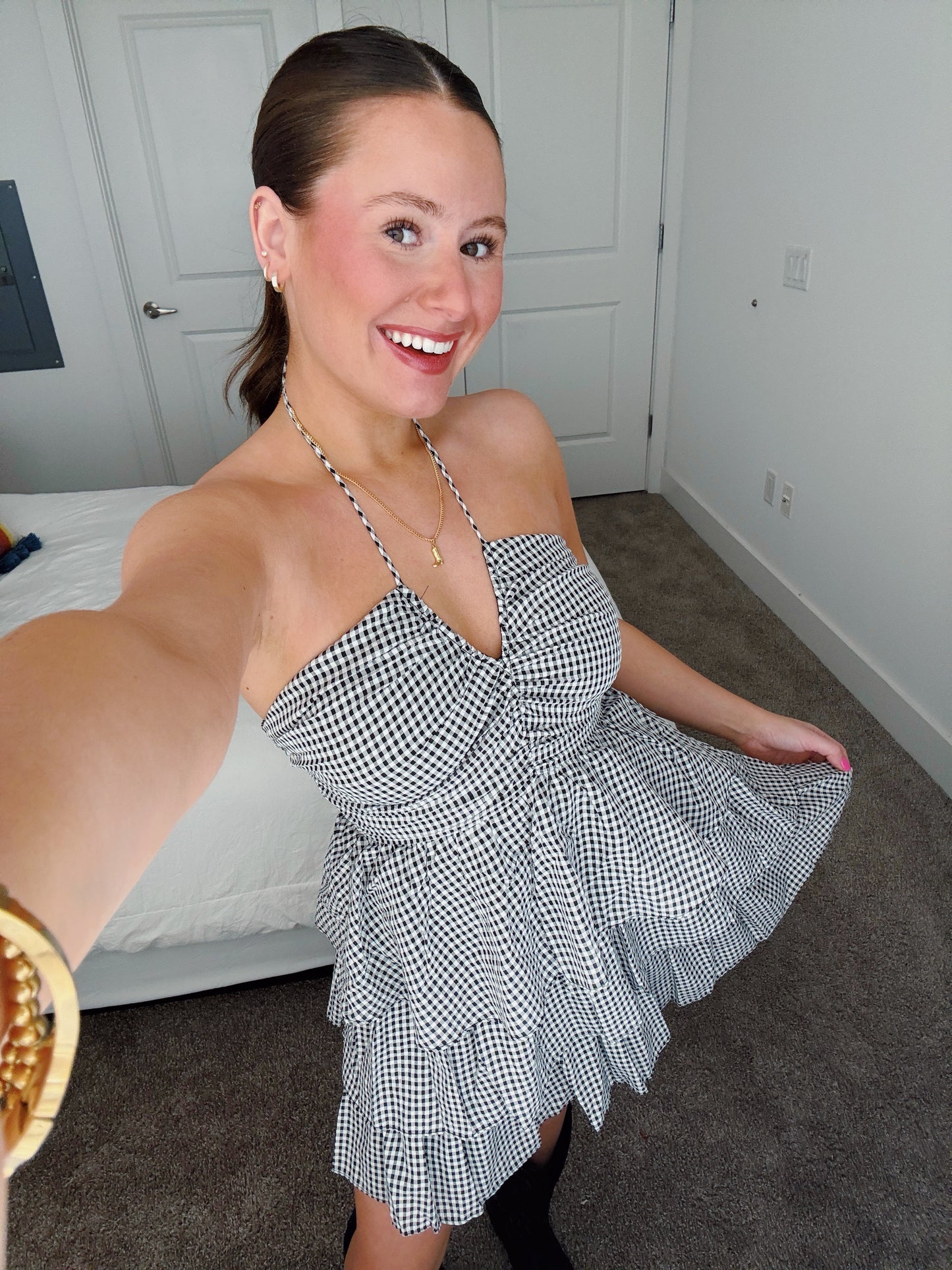 Giddy Up Gingham Ruffle Dress