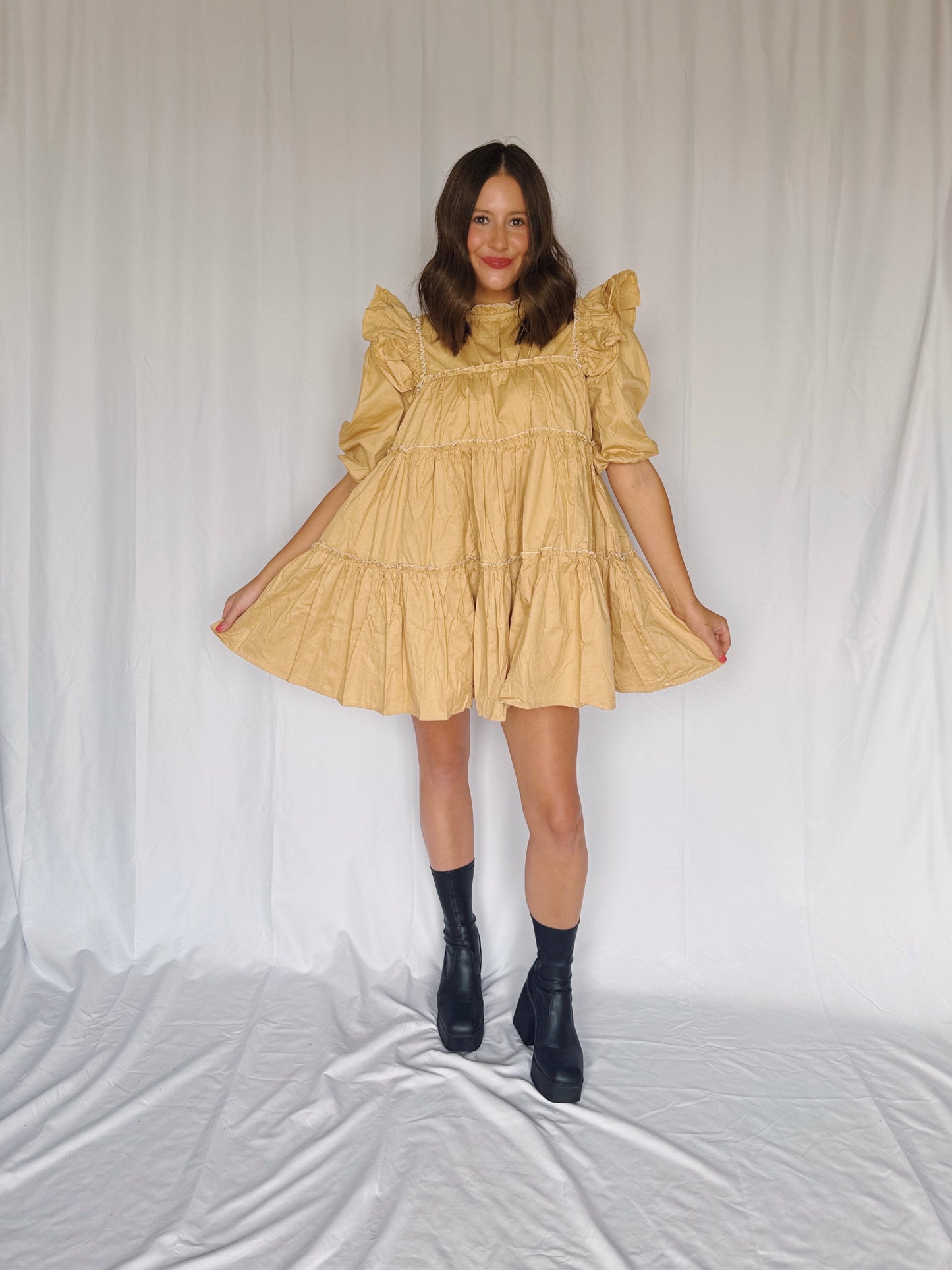 Giving Season Puff Sleeve Tiered Dress