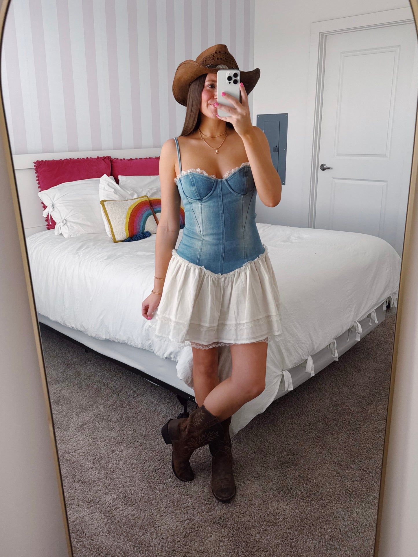 Split Decision Denim Corset Dress