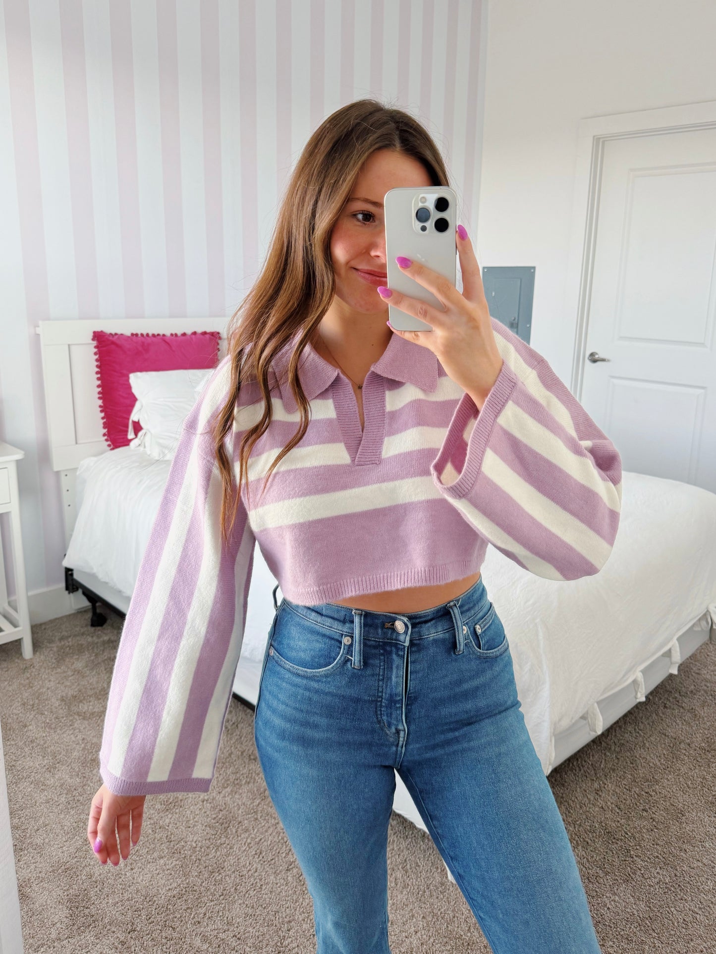Lavender Haze Striped Sweater