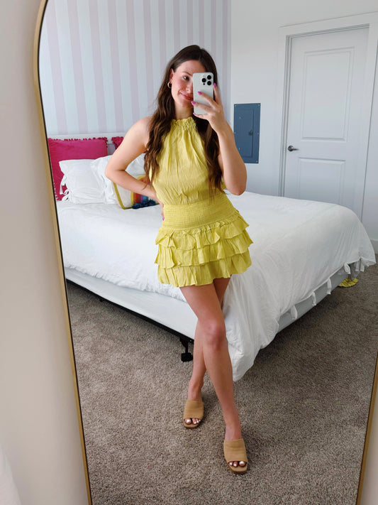 Key Lime Pie Ruffle Romper Dress