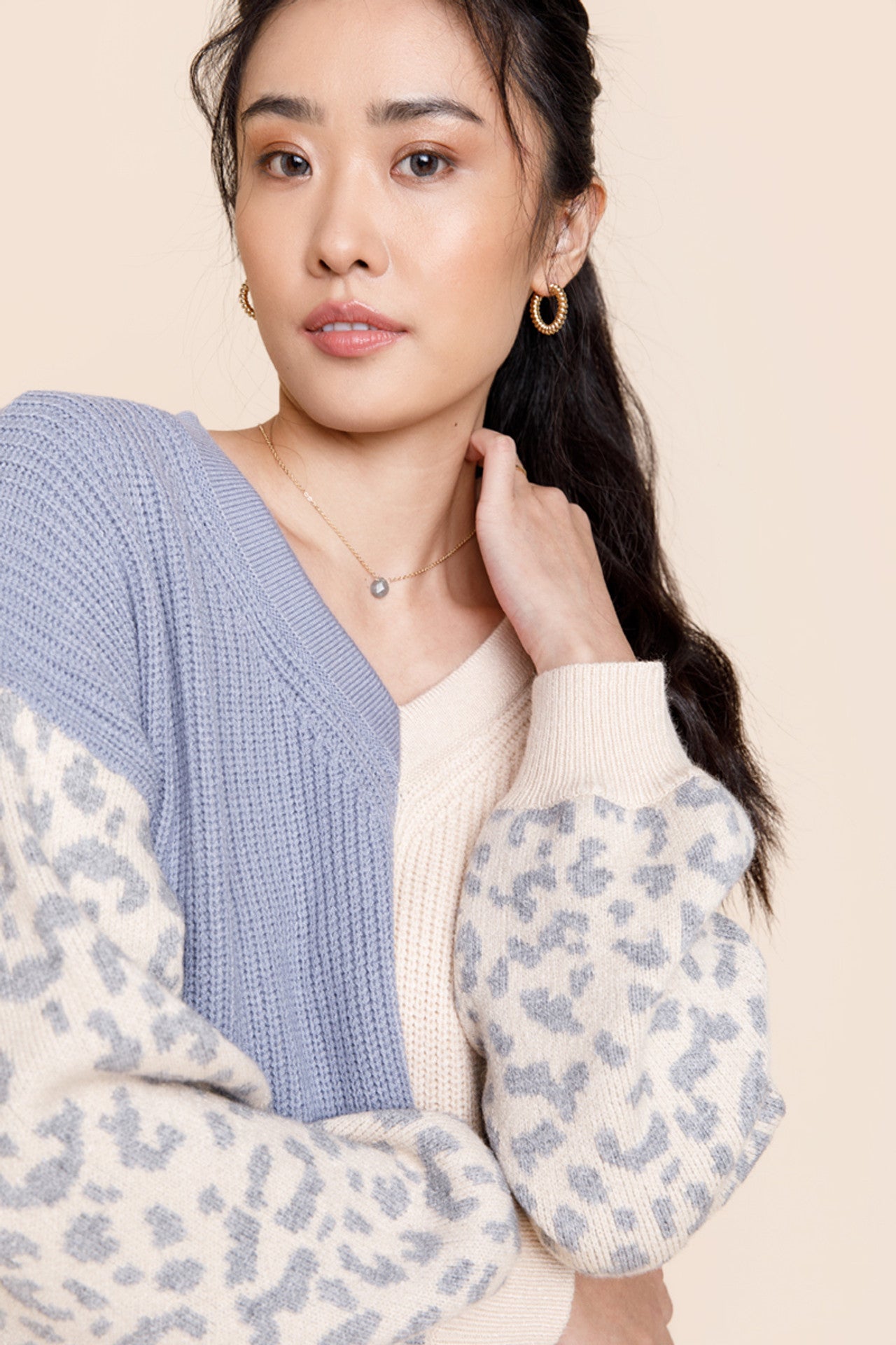 Wild Child Leopard Colorblock Sweater