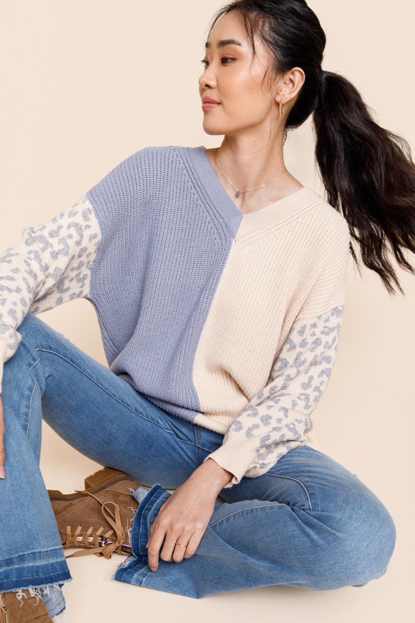 Wild Child Leopard Colorblock Sweater