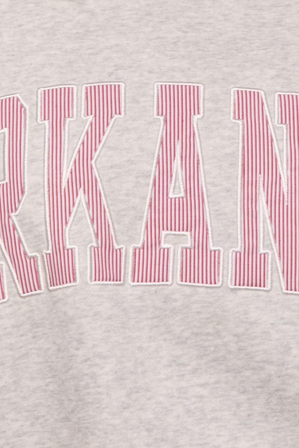 PREORDER: Pinstripe Embroidered Arkansas Mock Neck Sweatshirt (EARLY JULY)