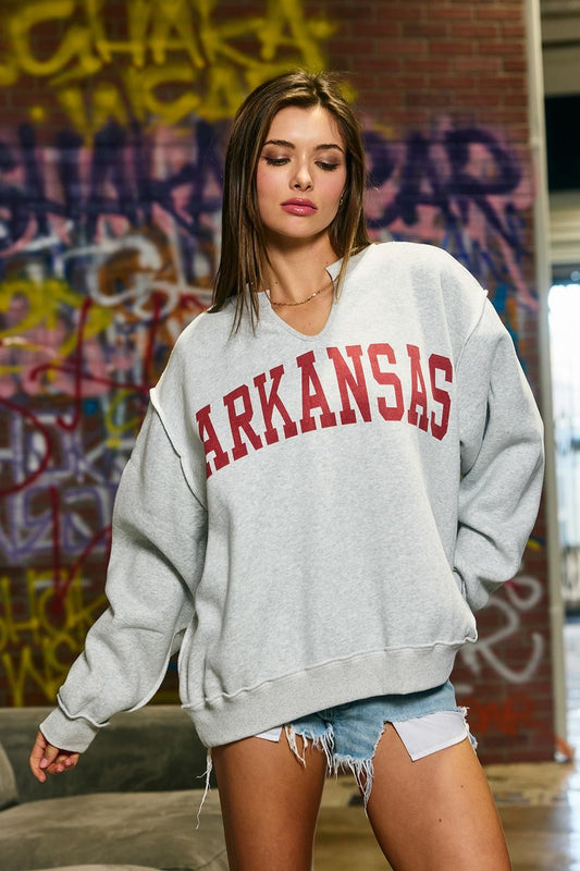 PREORDER: Arkansas Split Neck Sweatshirt (EARLY JULY)