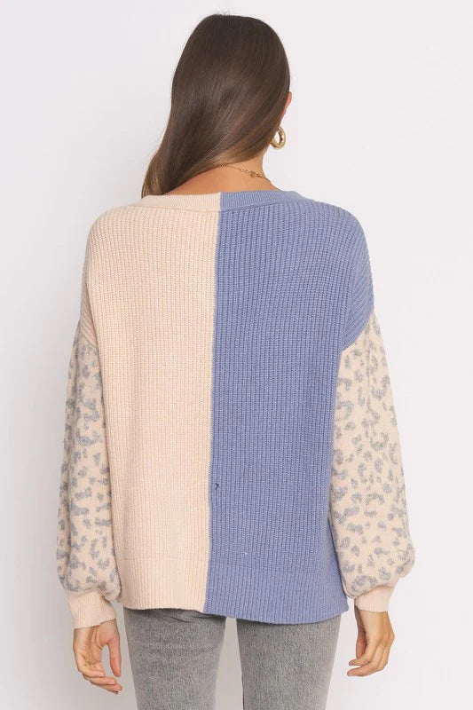 Wild Child Leopard Colorblock Sweater