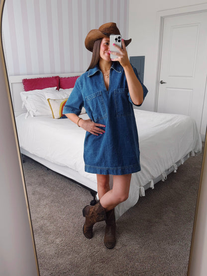 Country Roads Denim Shirt Dress