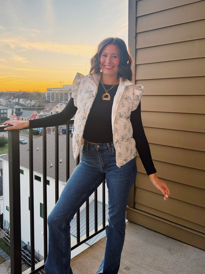 Sweet Pea Floral Puffer Vest