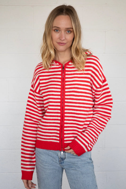 Sugar Rush Striped Zip Up Sweater