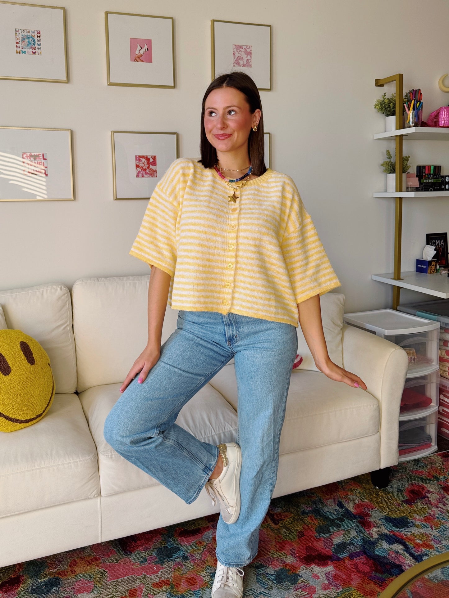 Easy Does It Striped Button Down Cardigan