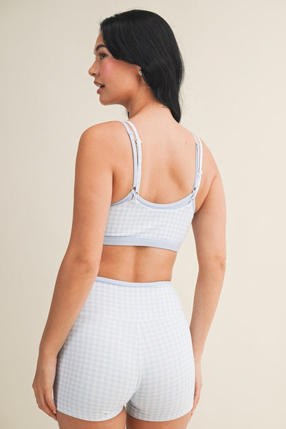 Off Duty Gingham Sports Bra & Shorts Set